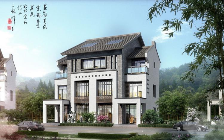中式風(fēng)格別墅建筑外觀設(shè)計案例效果圖 裝飾裝修環(huán)境設(shè)計建筑設(shè)計